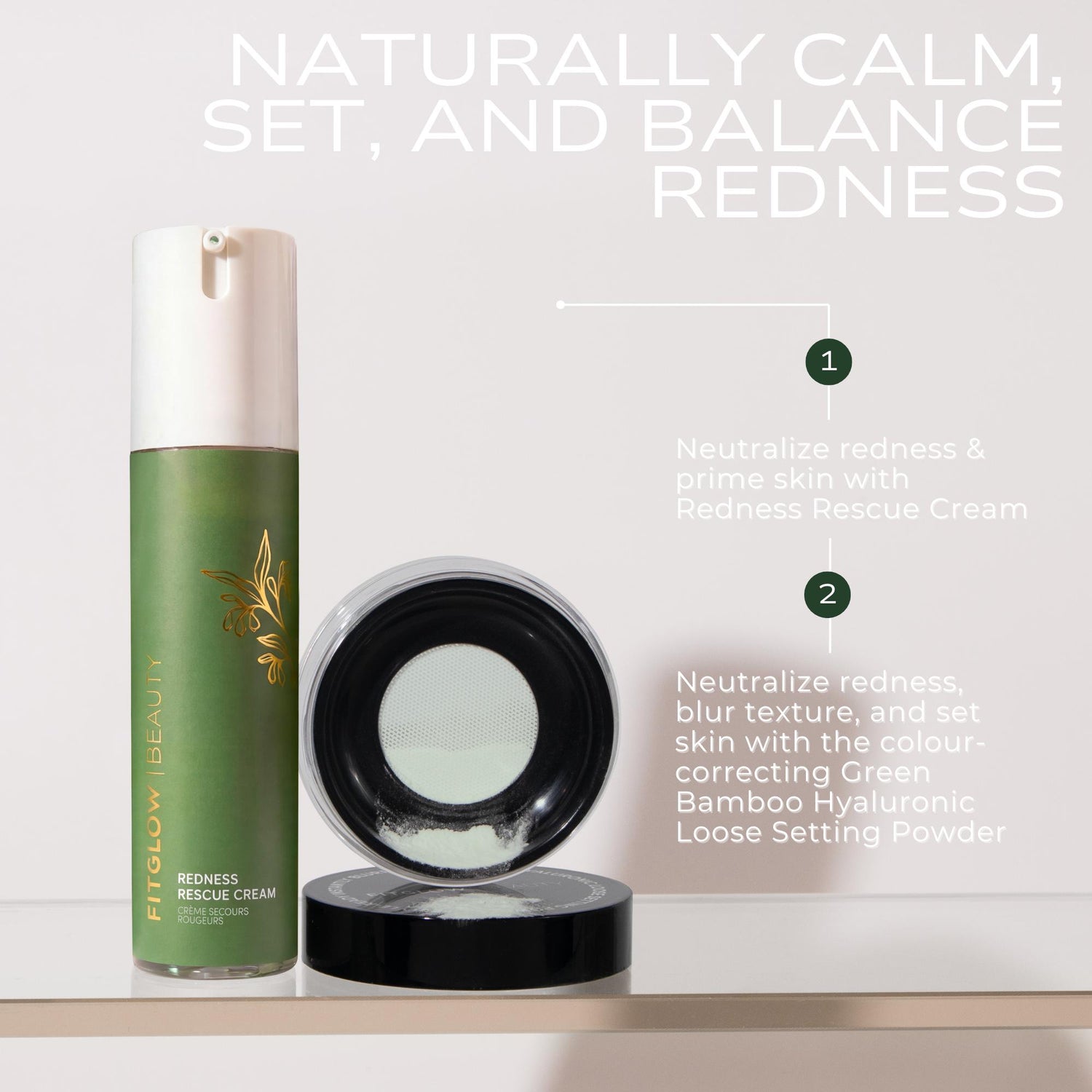 Redness Rescue Cream + Green Loose Setting Powder Duo